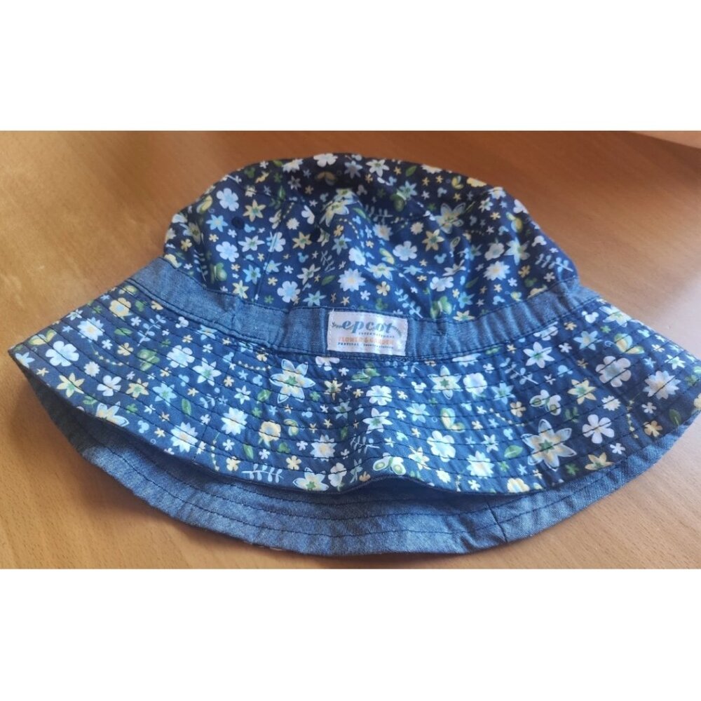 Disney EPCOT Flower & Garden Festival Reversible Floral Bucket Hat Blue